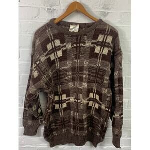 Black Sheep Men's Crew Neck Check Print Pullover Sweater Long Sleeve Size XL